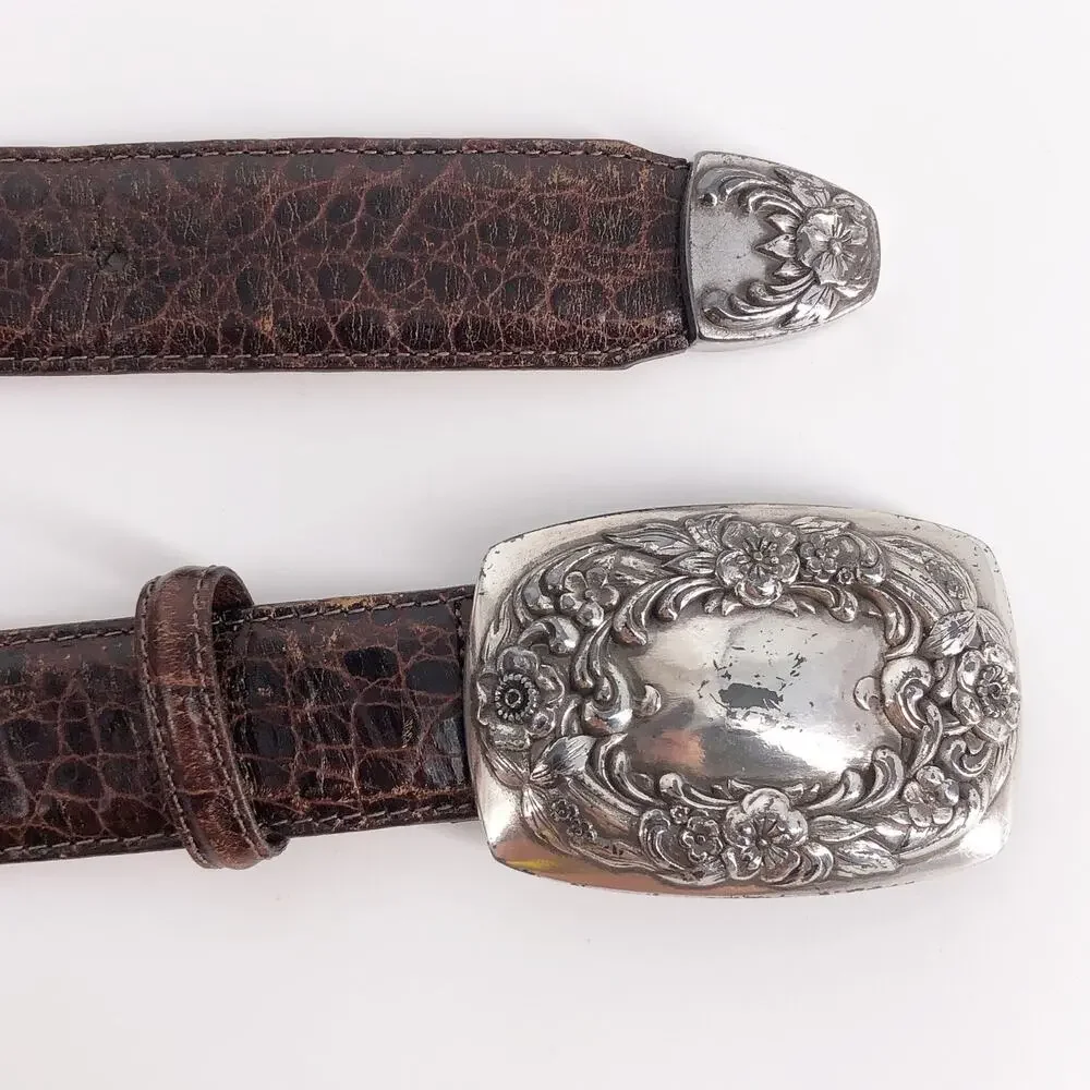 90s Brighton brown leather belt 1990s vintage